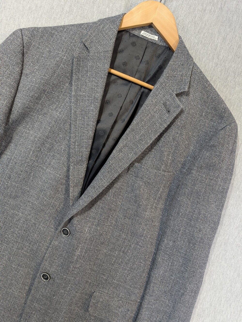Joseph Abboud Heritage Linen Wool Blazer Men's 46R Grey Glen Plaid Comero